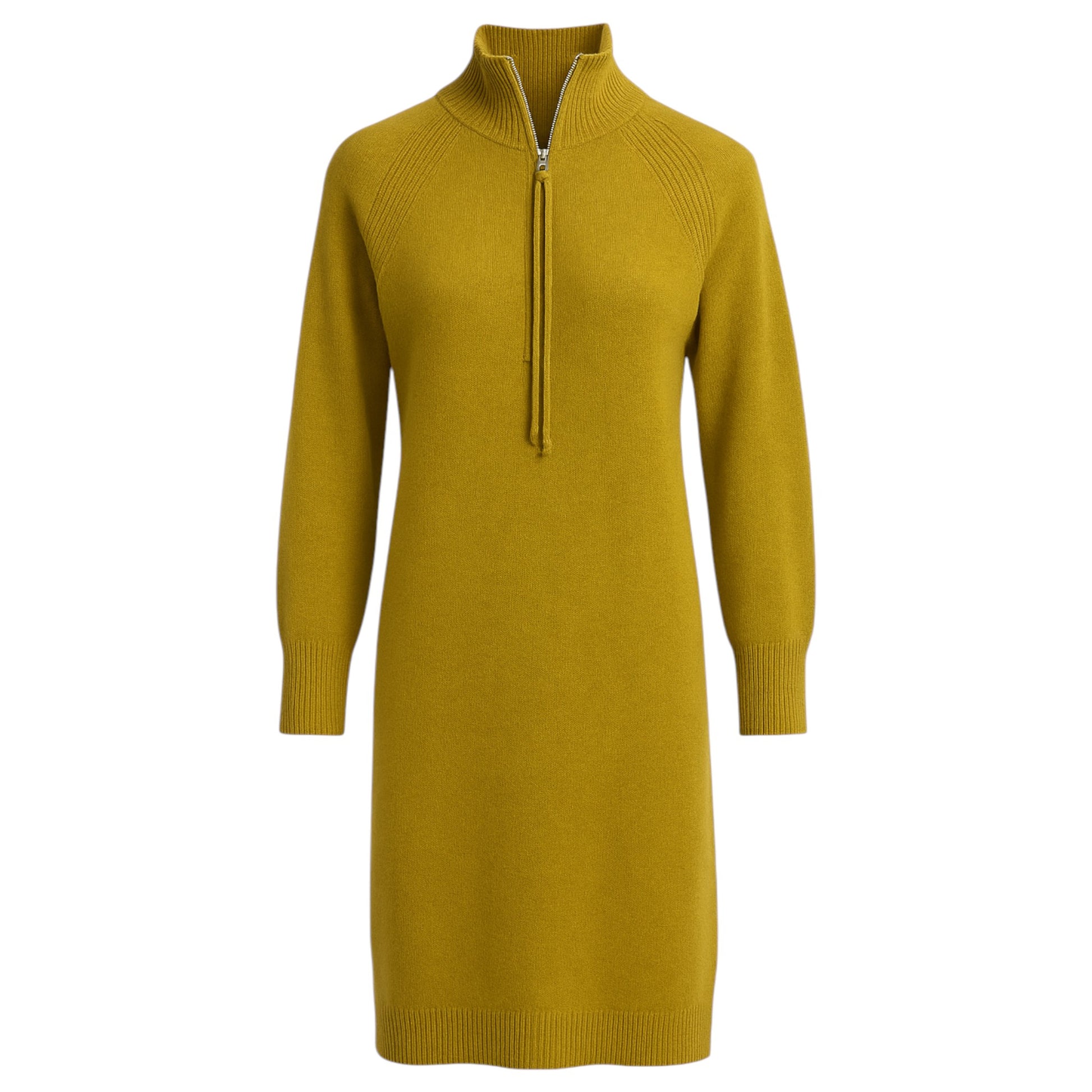 Ladies classic lime green 3/4 sleeve half zip jumper dress