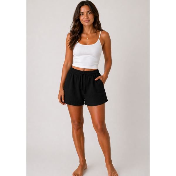 Ladies JDN Linen Feel Shorts (Black)