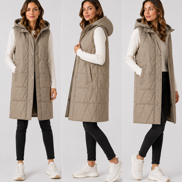 Ladies JDN Longline Quilted Bodywarmer - Beige