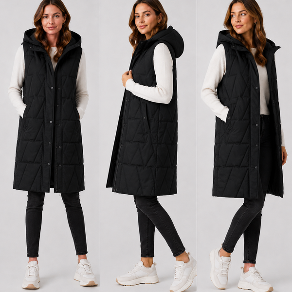 Ladies JDN Longline Quilted Bodywarmer - Black