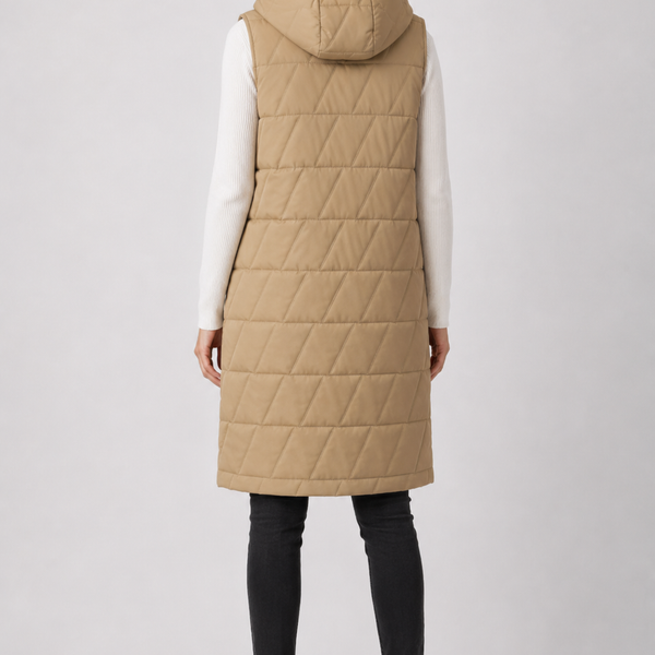 Ladies JDN Longline Quilted Bodywarmer - Khaki