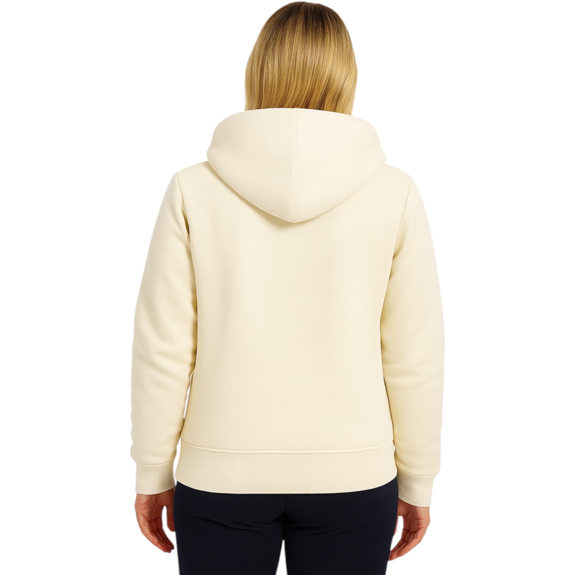 Ladies beige fur lined full zip hoodie jacket with warm fleece interio