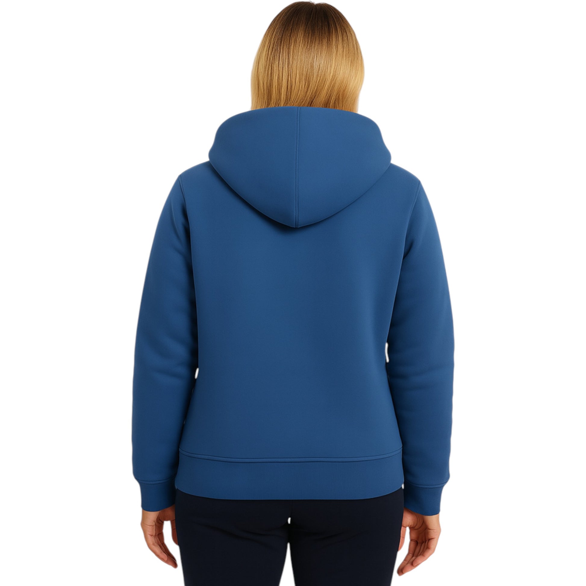 Ladies blue fur lined full zip hoodie jacket with warm fleece interior