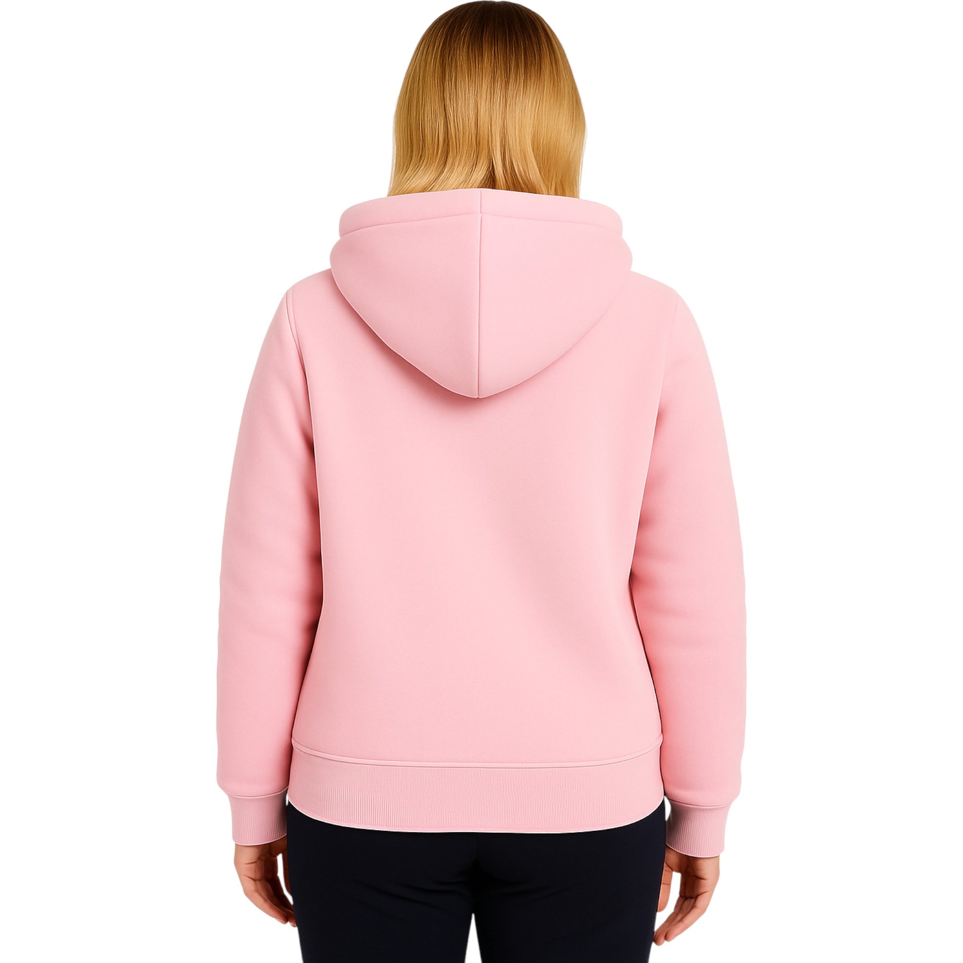 Ladies pink fur lined full zip hoodie jacket with warm fleece interior