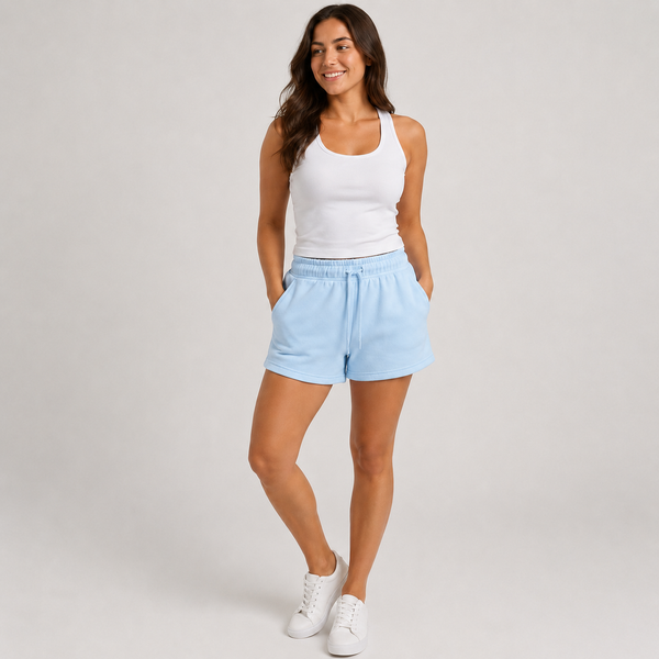 Ladies JDN Fleece Shorts (Baby Blue)