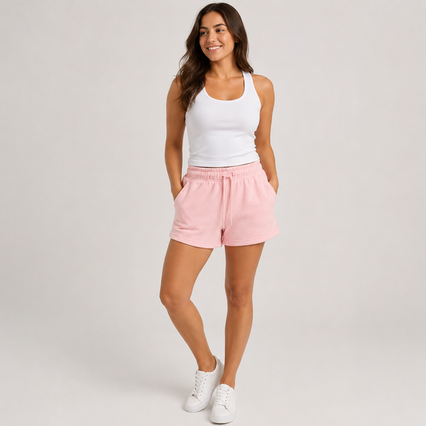 Ladies JDN Fleece Shorts (Baby Pink)