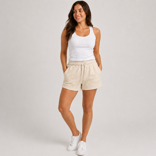 Ladies JDN Fleece Shorts (Beige)