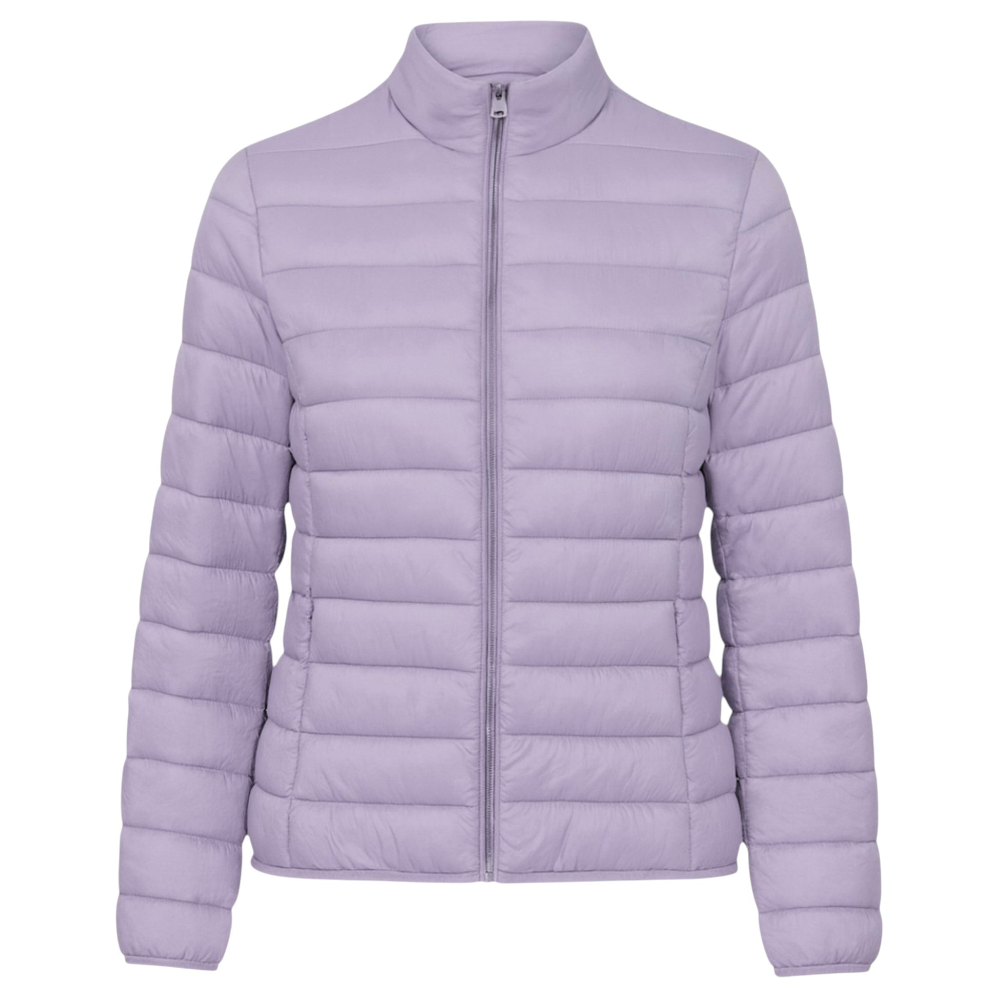 Ladies JDN Puffer Jacket with Detachable Hood – Lilac Quilted Winter Coat