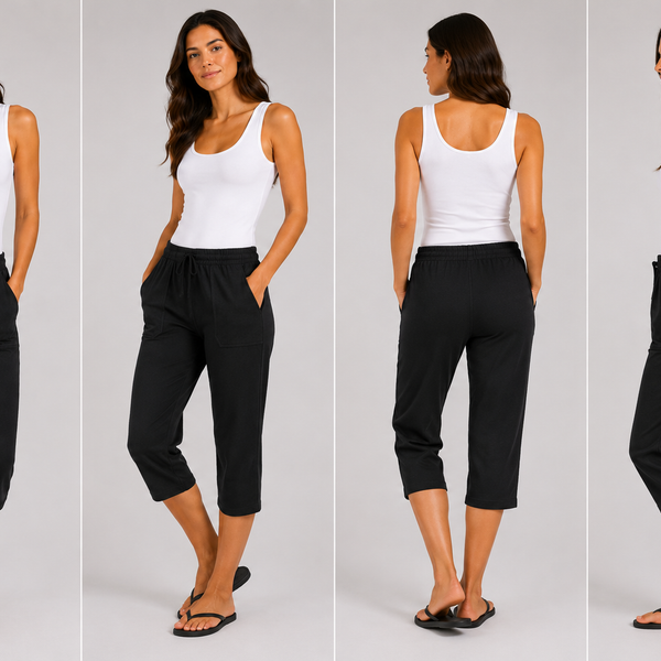 Ladies Soft Touch Cropped Lounge Trousers - Black