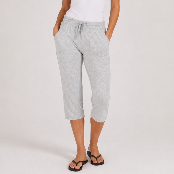 Ladies Soft Touch Cropped Lounge Trousers - Grey