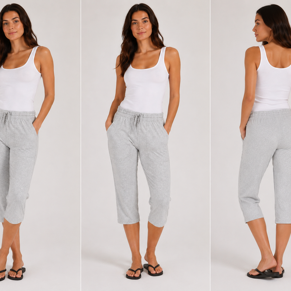 Ladies Soft Touch Cropped Lounge Trousers - Grey