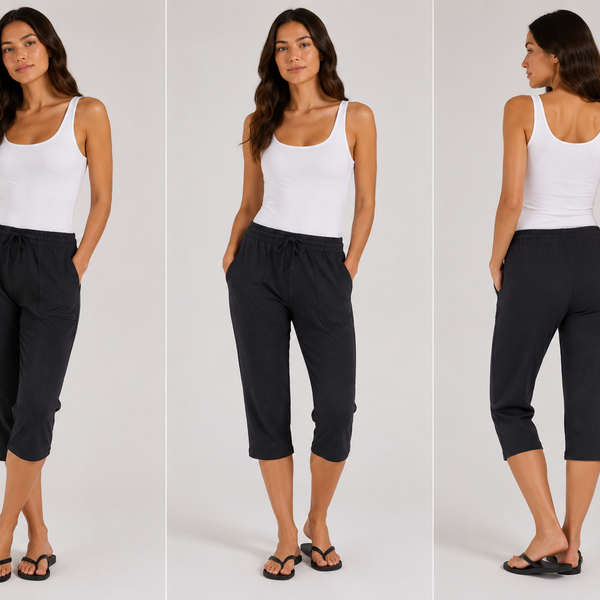Ladies Soft Touch Cropped Lounge Trousers - Navy