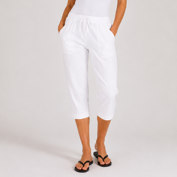 Ladies Soft Touch Cropped Lounge Trousers - White