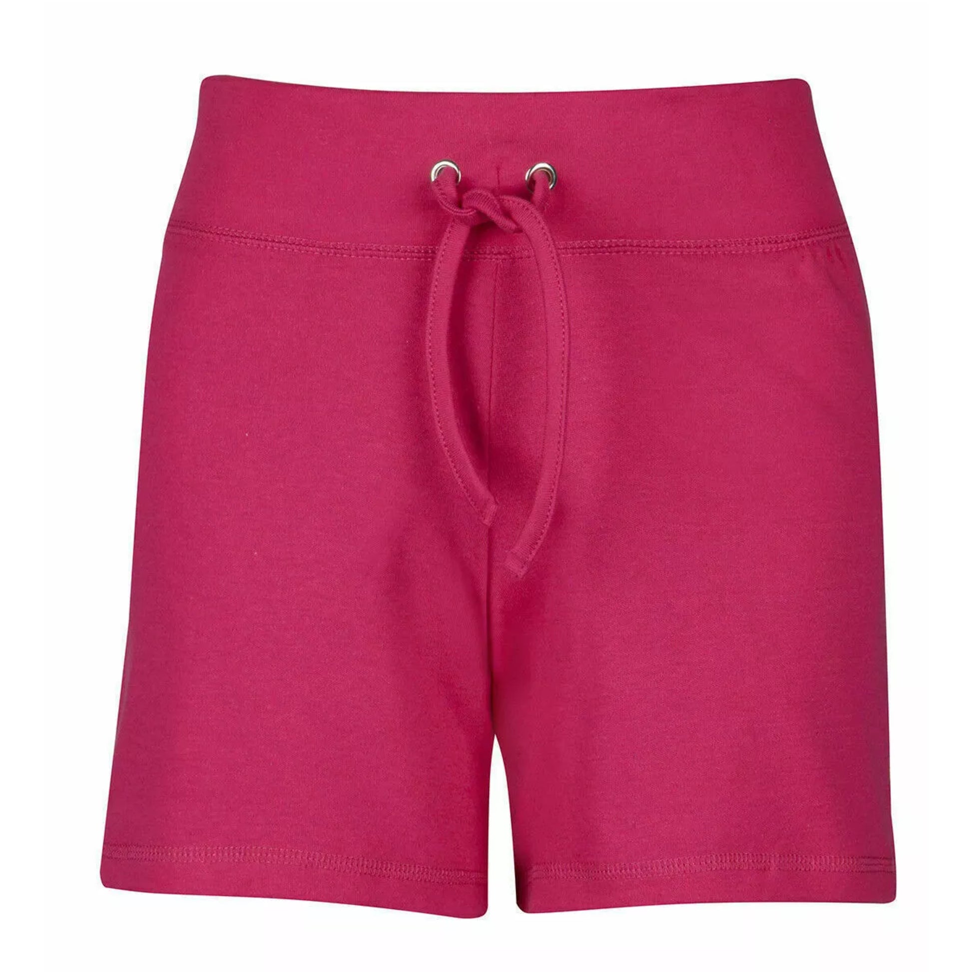 Women's pink jersey joggers shorts with elasticated waistband and drawstring tie – casual loungewear or gym wear