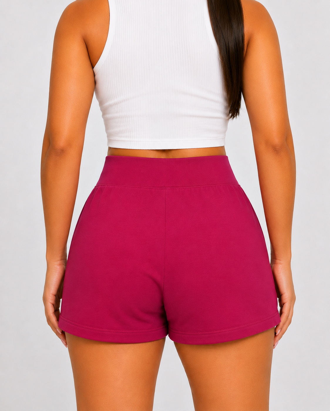 Women's pink jersey joggers shorts with elasticated waistband and drawstring tie – casual loungewear or gym wear