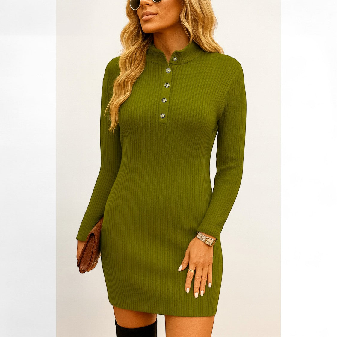 chinese dress ladies Ladies Side Split Ribbed Jumper Dress – Great Fashion