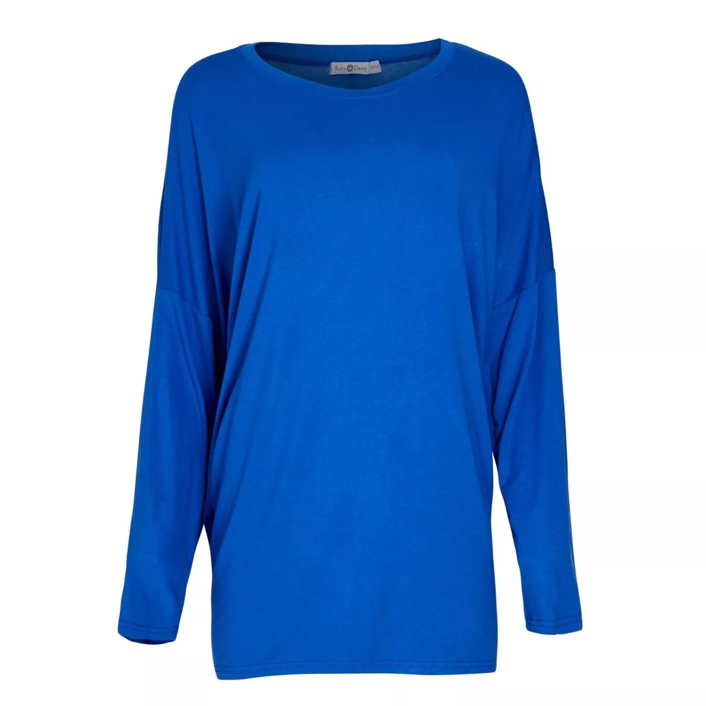 Women’s oversized plain royal blue top – casual long sleeve shirt