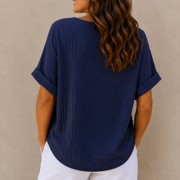 Ladies Plain Italian Top (Navy)