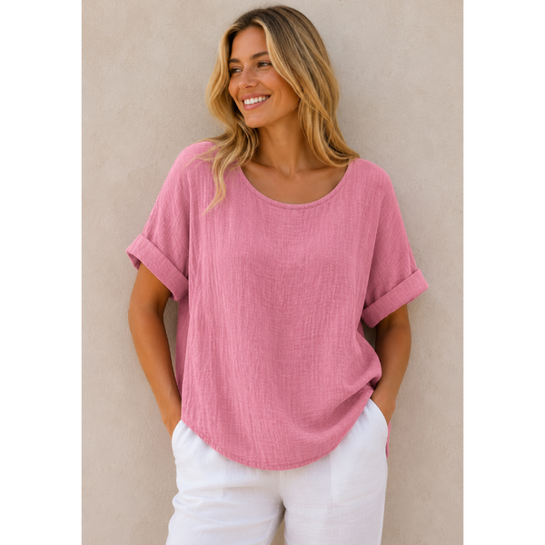 Ladies Plain Italian Top (Dusty Pink)