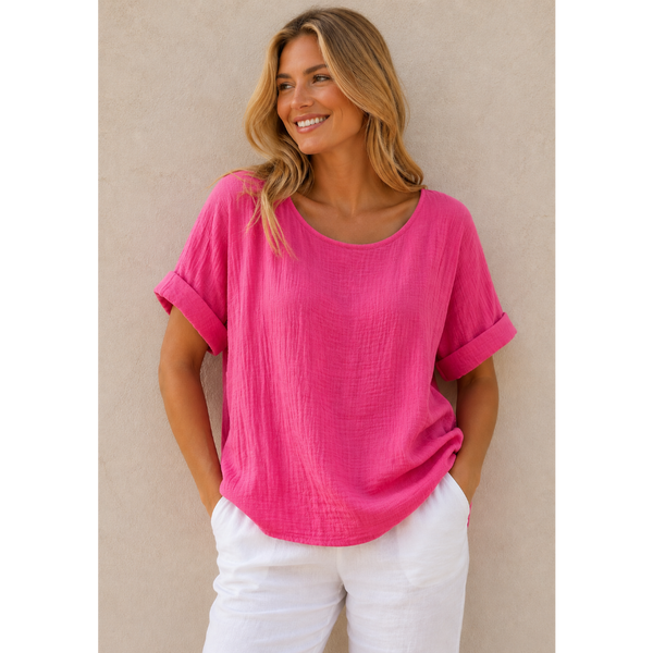 Ladies Plain Italian Top (Pink)