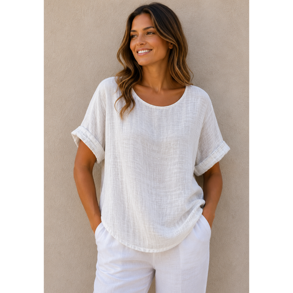 Ladies Plain Italian Top (White)