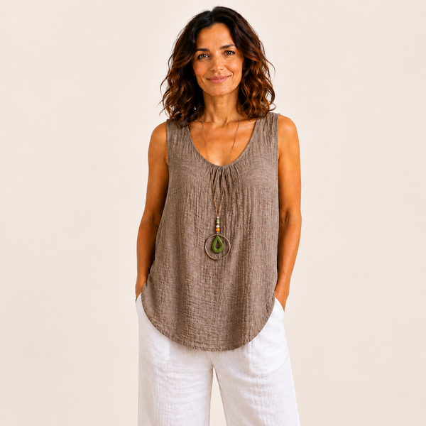 Ladies Plain Italian Vest Top (Brown)