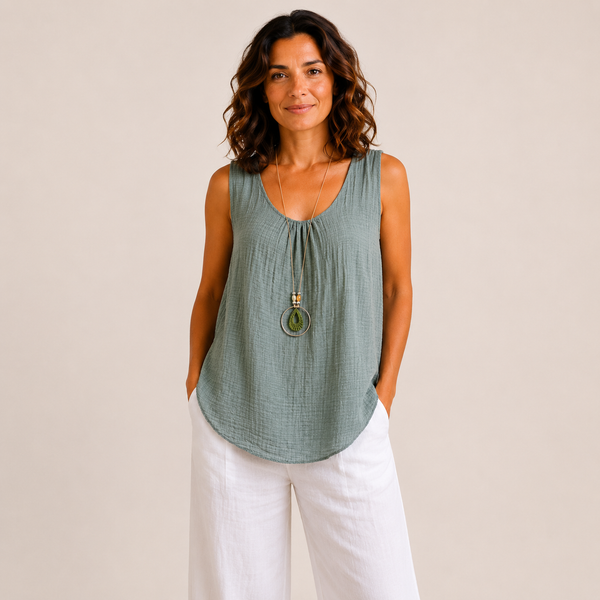Ladies Plain Italian Vest Top (Khaki)