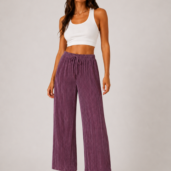 Ladies Pleated 3/4 Cropped Culotte Trousers