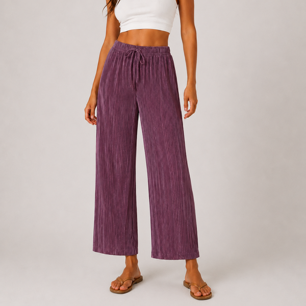 Ladies Pleated 3/4 Cropped Culotte Trousers