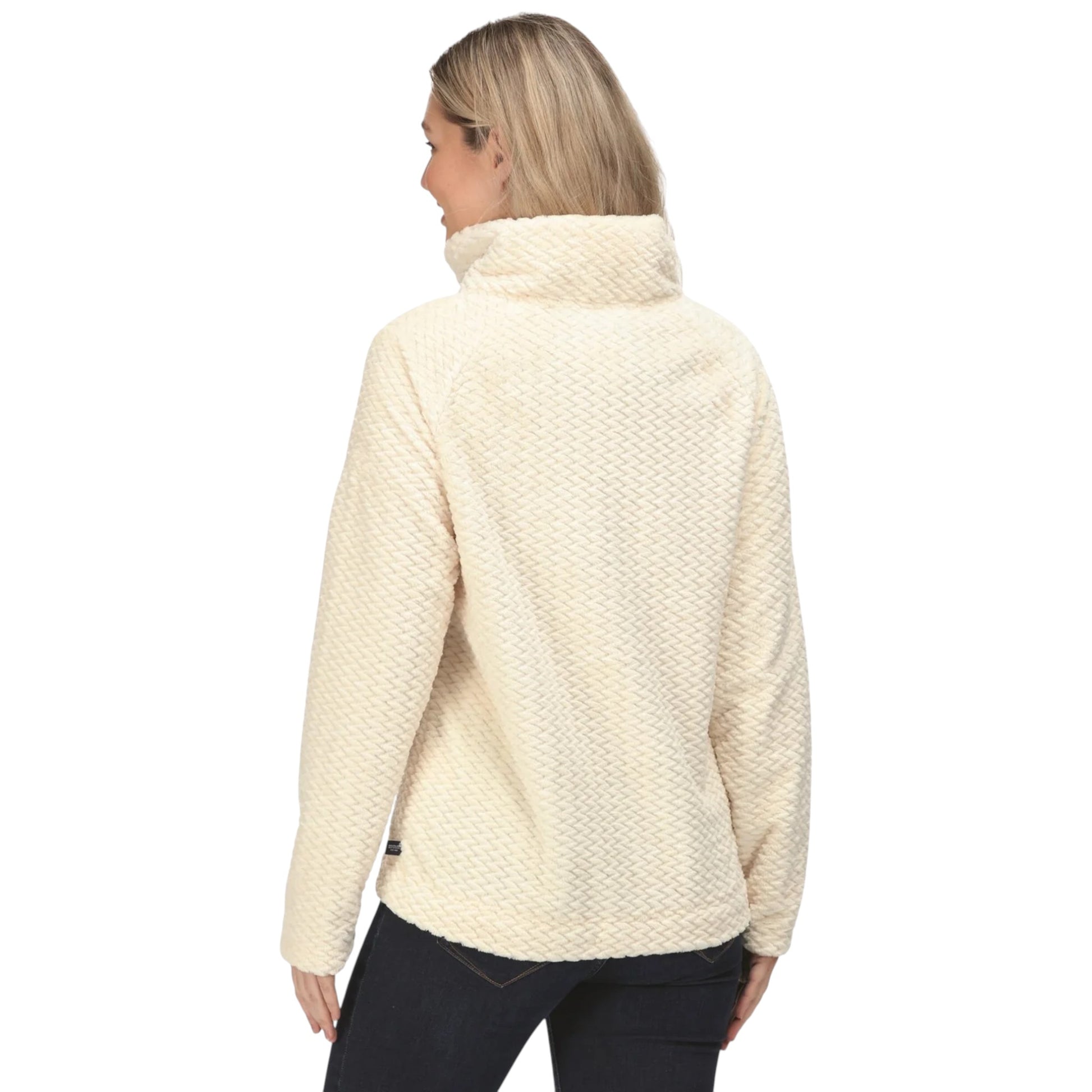 Ladies Regatta Bethan Wrap Neck Fleece – Vanilla White Cream Textured Warm Pullover Jumper