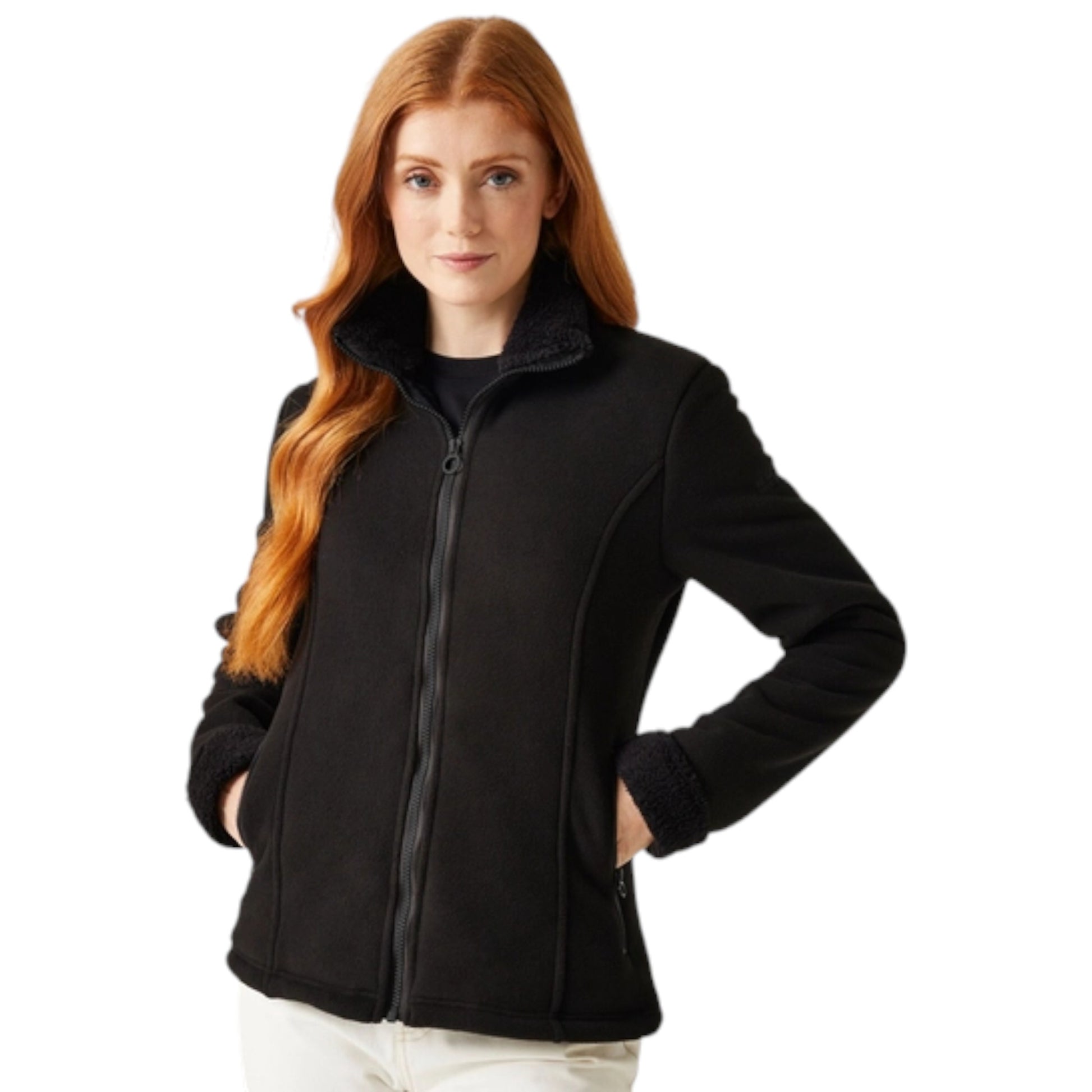 Ladies Regatta Brandall Full Zip Fleece Jacket – Black Warm Softshell Style Outdoor Coat