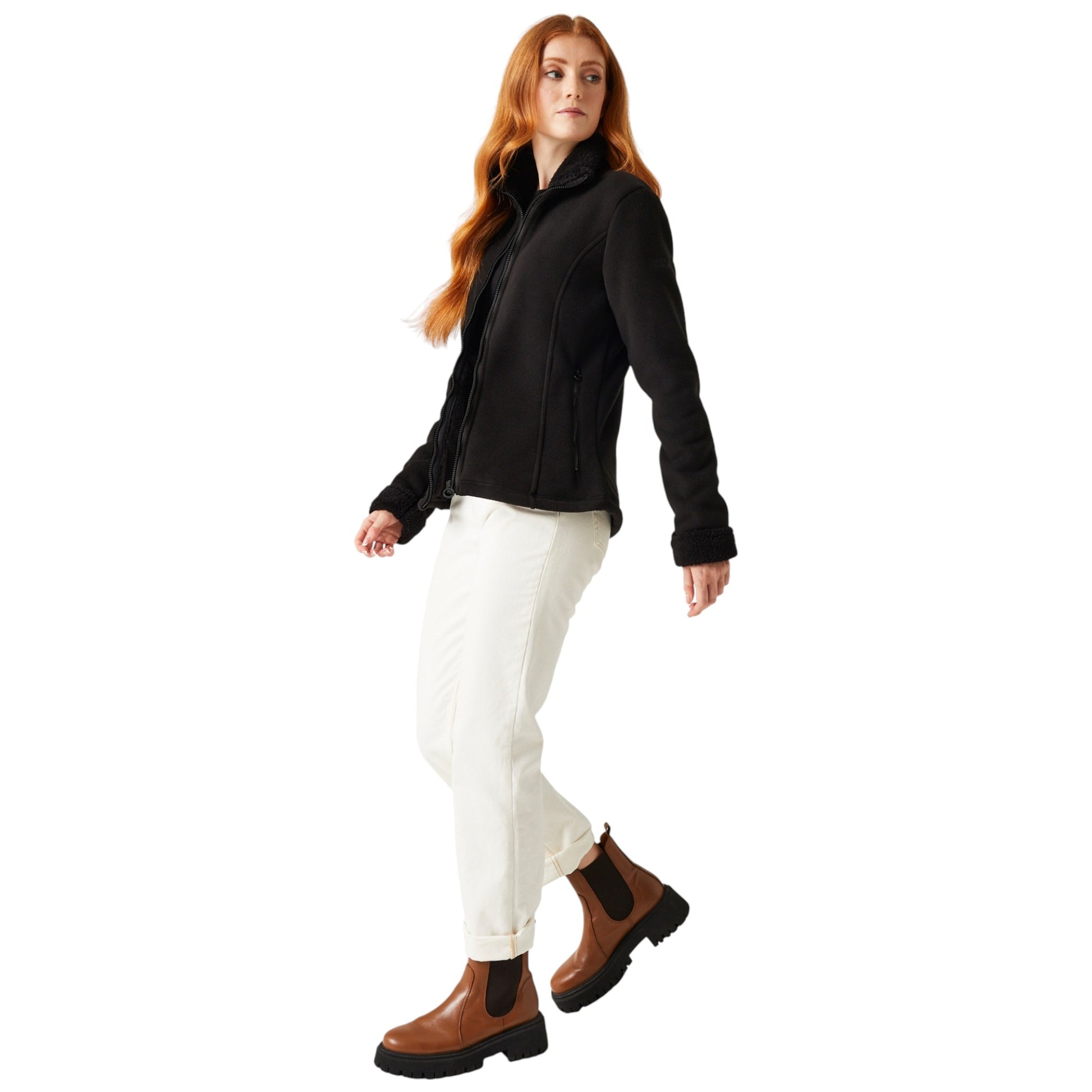 Ladies Regatta Brandall Full Zip Fleece Jacket – Black Warm Softshell Style Outdoor Coat