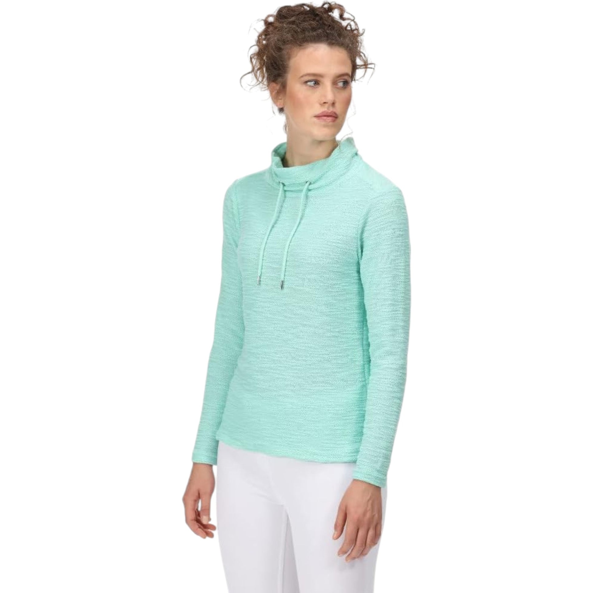 Ladies Regatta Hensley Ocean Wave /  Mint Green Fleece Jumper – Cowl Neck Lightweight Pullover