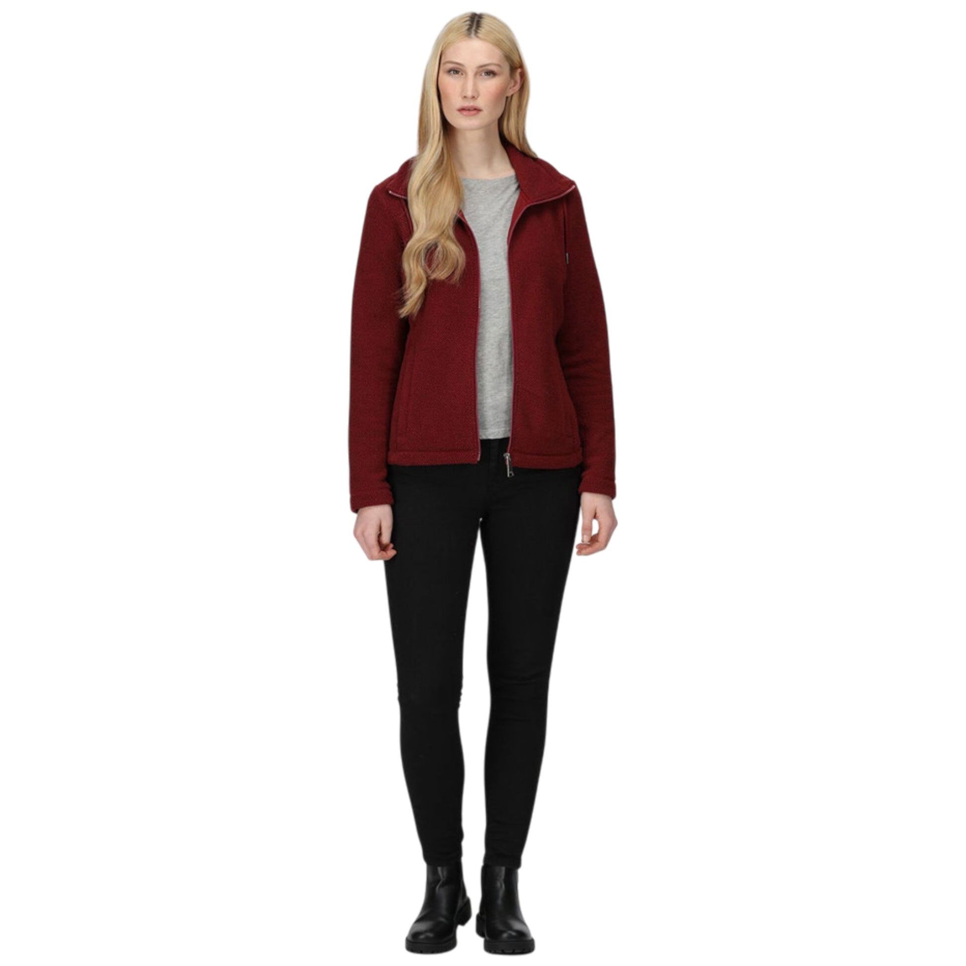 Ladies Regatta Kizmit Full Zip Fleece Jacket – Warm Textured Claret / Burgundy Jumper