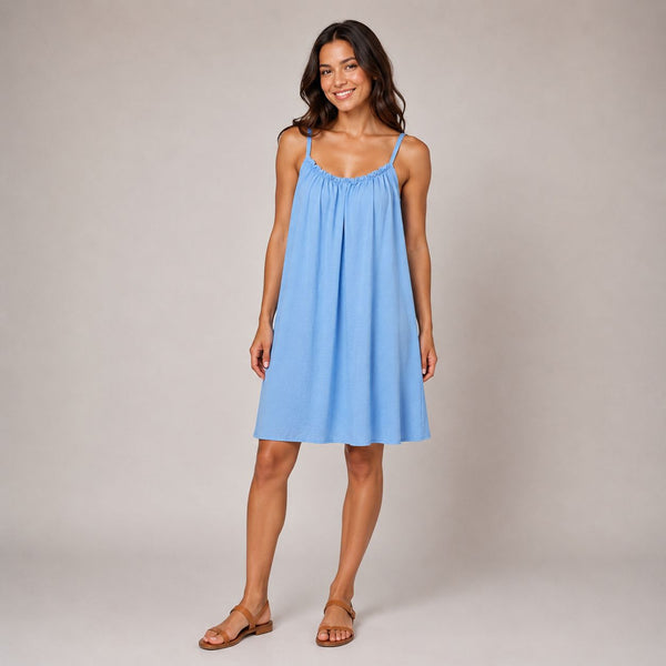 Ladies Relaxed Fit Eloise Summer Dress (Light Blue)