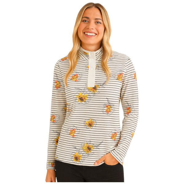 Ladies Floral Long Sleeve Funnel Neck Long Sleeve Top