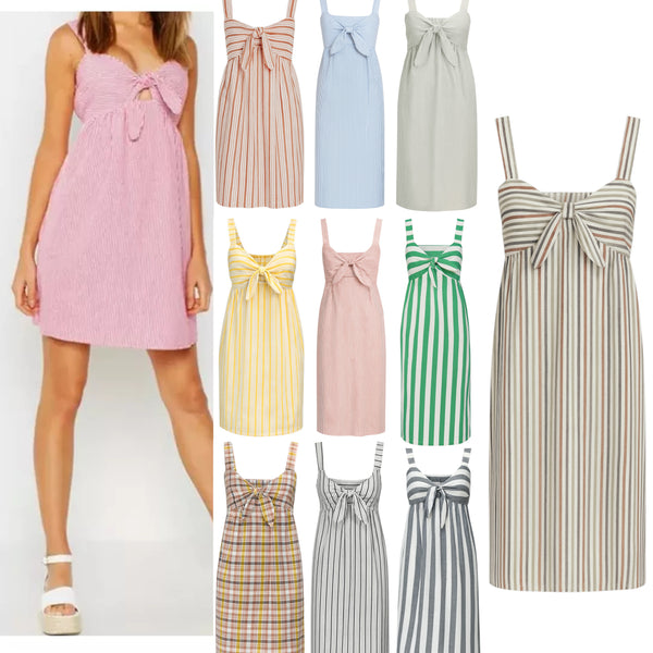 Striped Bow-Front Summer Dress – Lightweight & Stylish