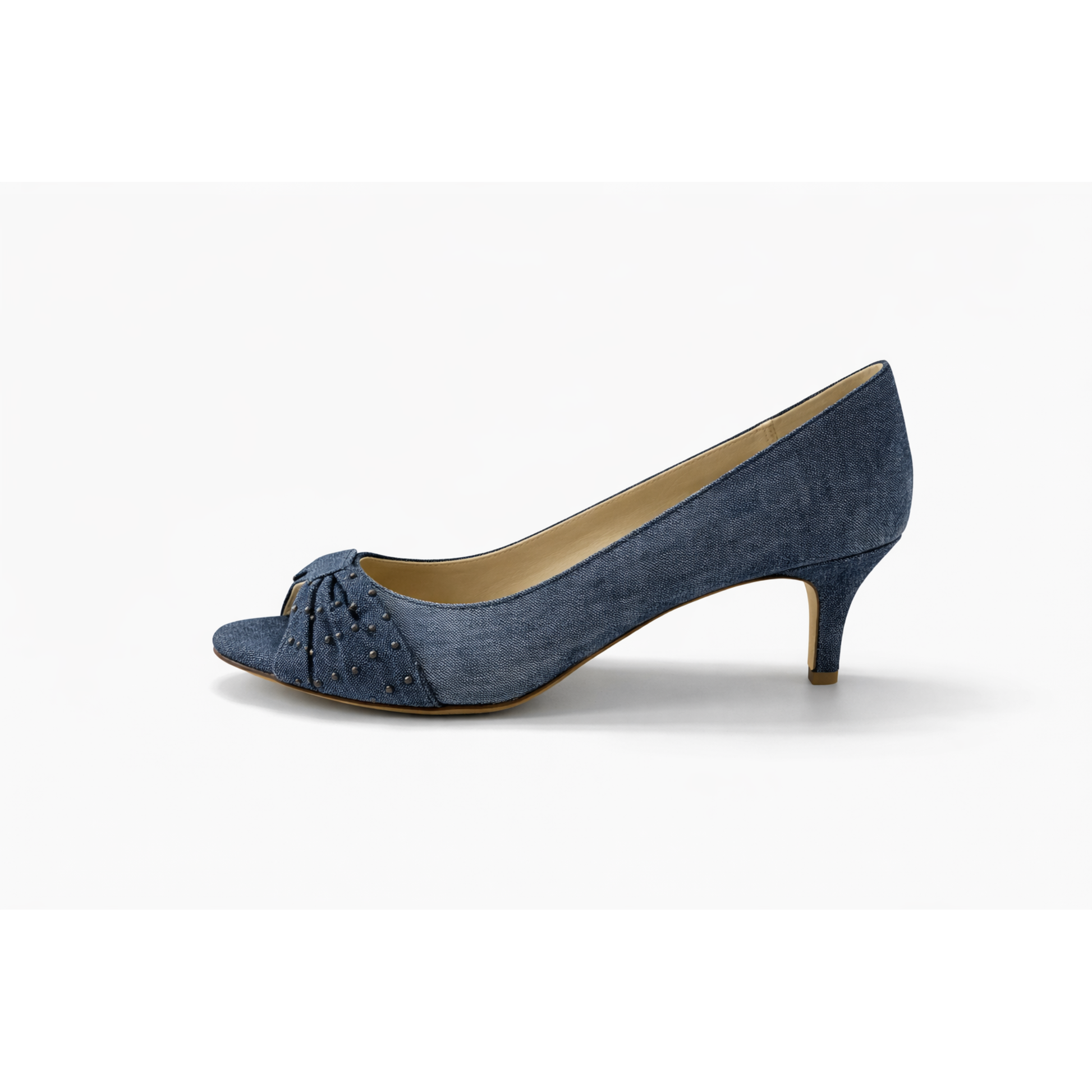 Denim blue peep toe high heels