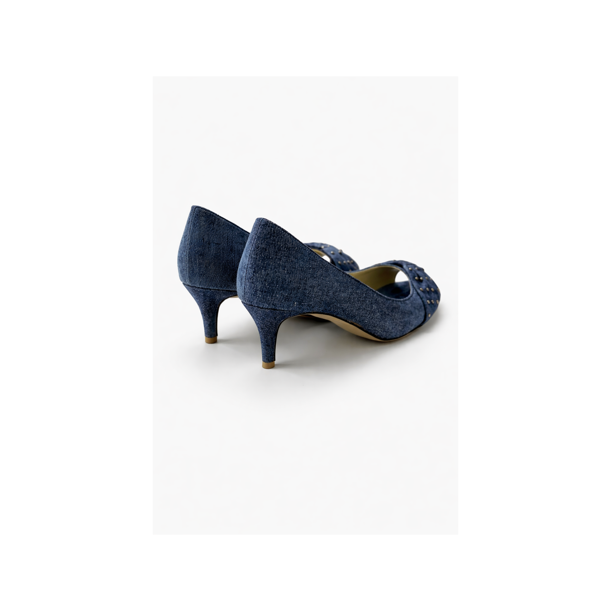Denim blue peep toe high heels