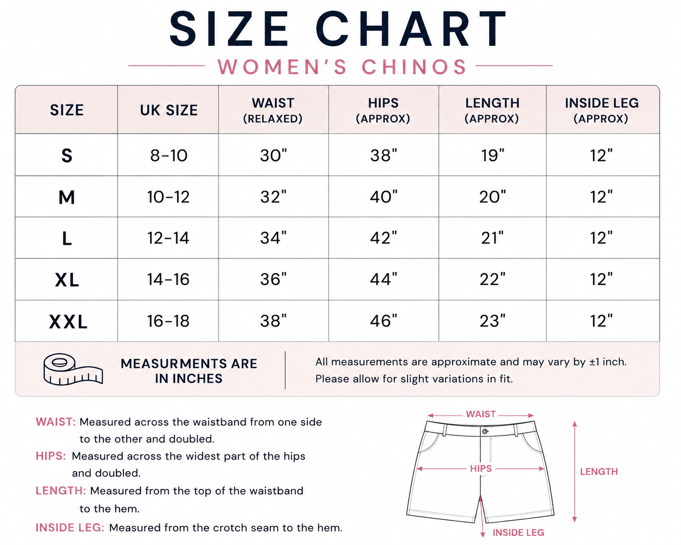 Ladies Stretch Cotton Chino Shorts with Turn Up Hem and Woven Belt size 8 to 18