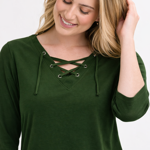 Ladies Lace-Up Cotton Top