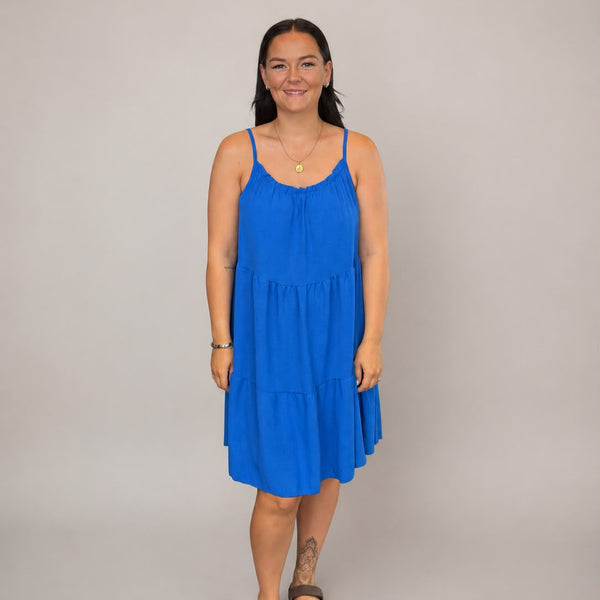 Ladies Tiered Sleeveless Dress (Royal Blue)