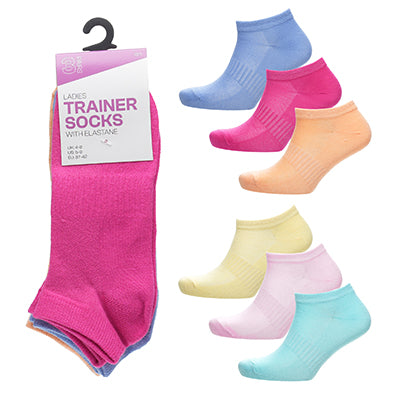 Ladies Everyday Pastel Trainer Socks - 3 Pack