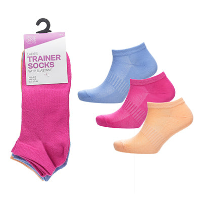 Ladies Everyday Pastel Trainer Socks - 3 Pack