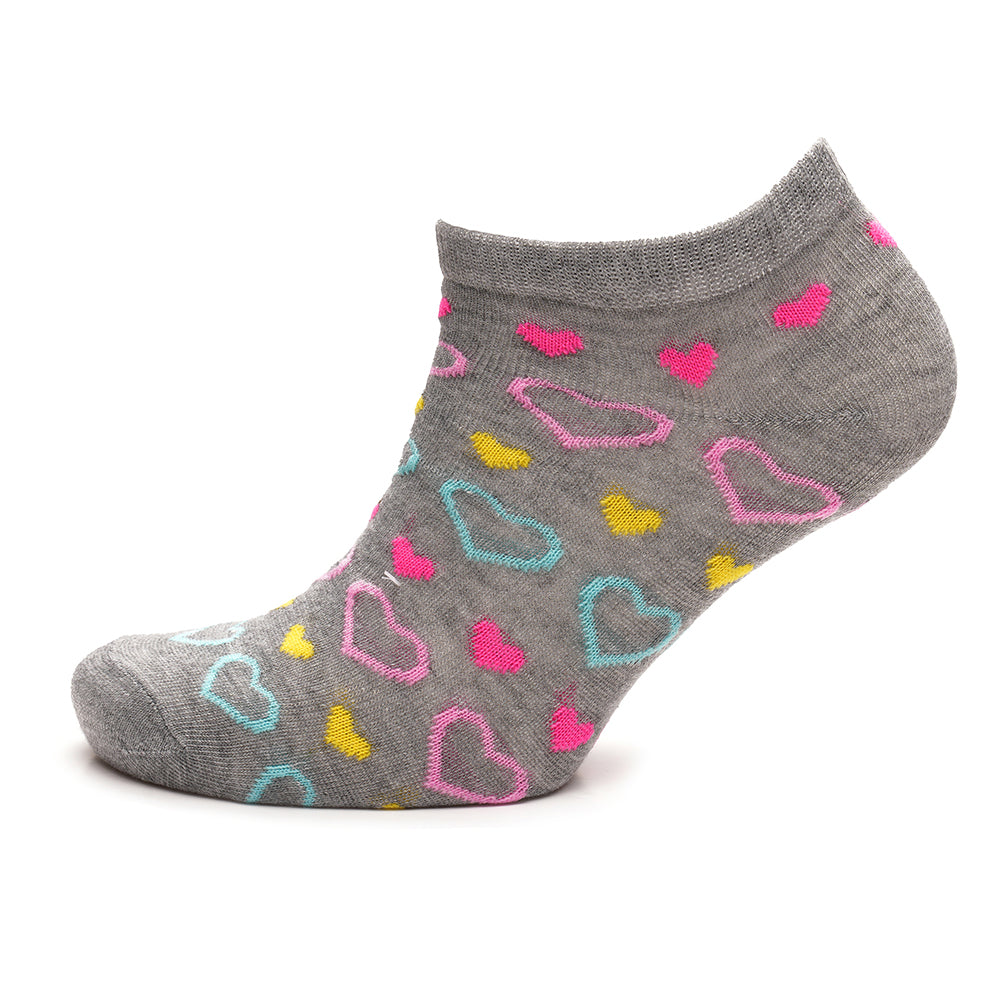 Ladies heart and stripe trainer socks 3 pack low cut ankle socks