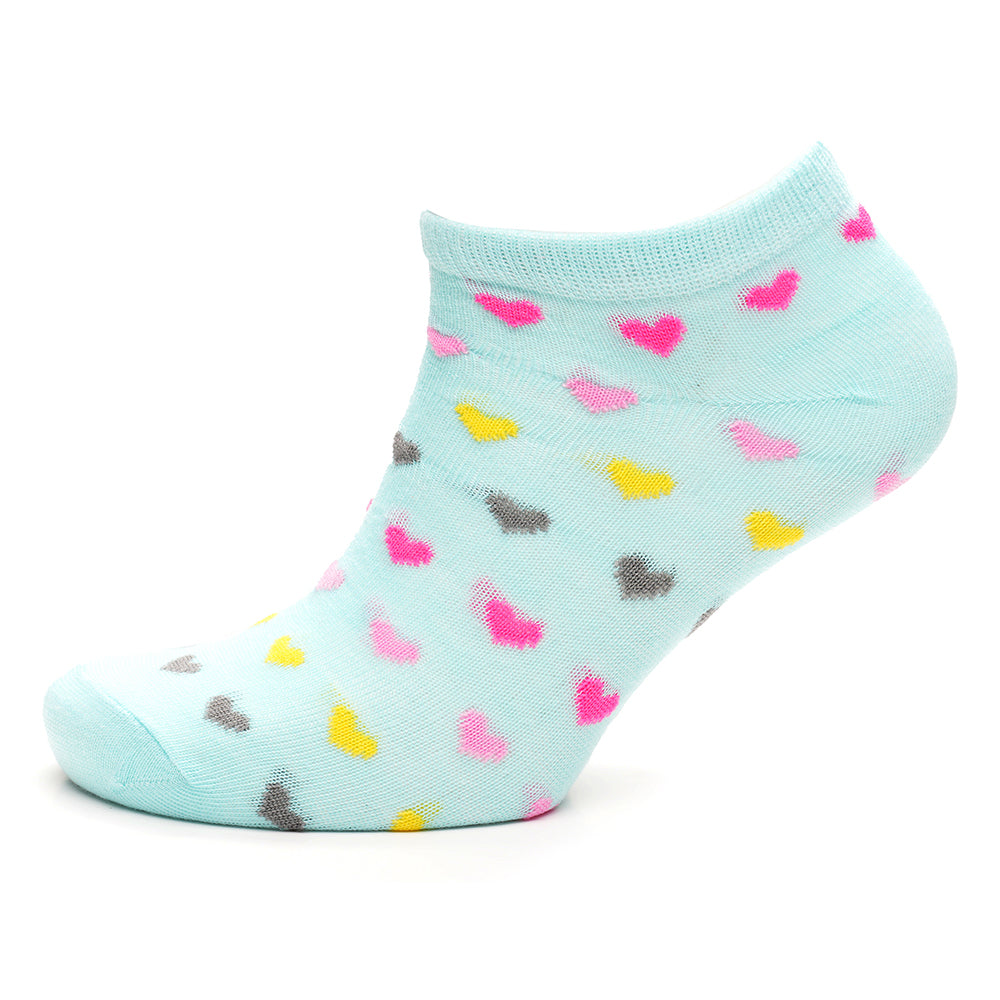 Ladies heart and stripe trainer socks 3 pack low cut ankle socks