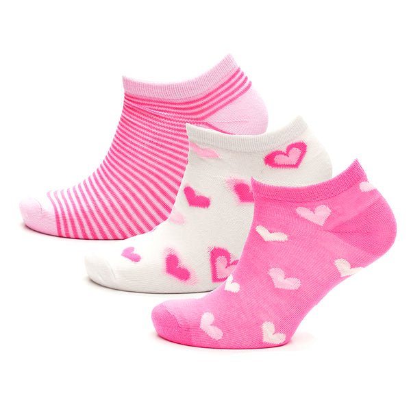 Ladies Heart Pattern Trainer Socks – 3 Pack