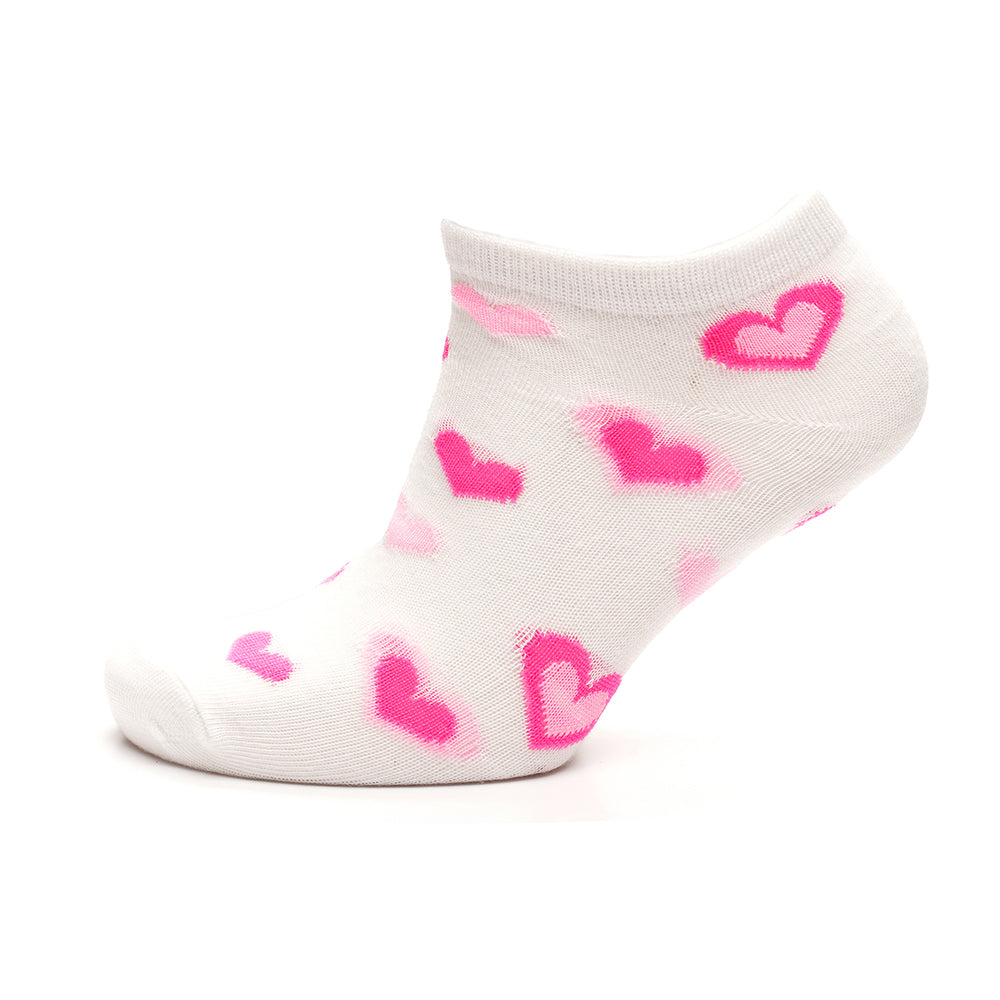 Ladies heart pattern trainer socks 3 pack low cut ankle socks
