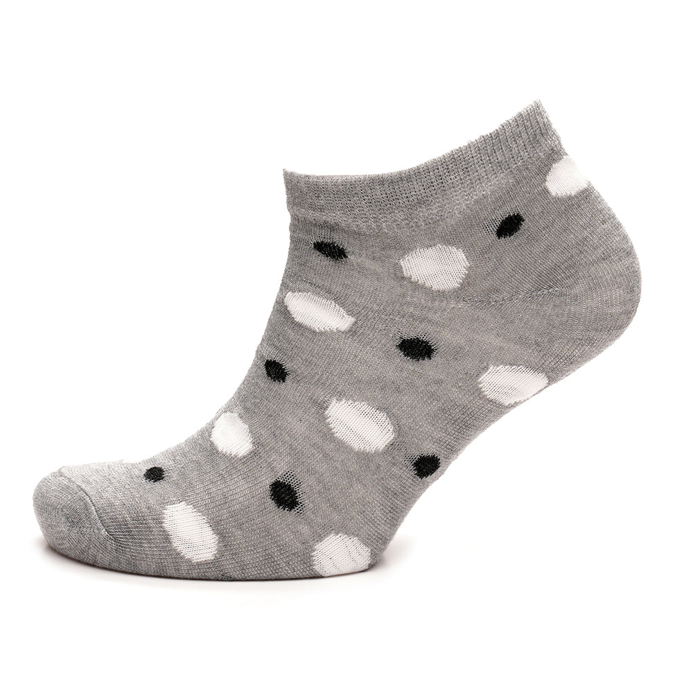 Ladies stripe and polka dot trainer socks 3 pack low cut ankle socks