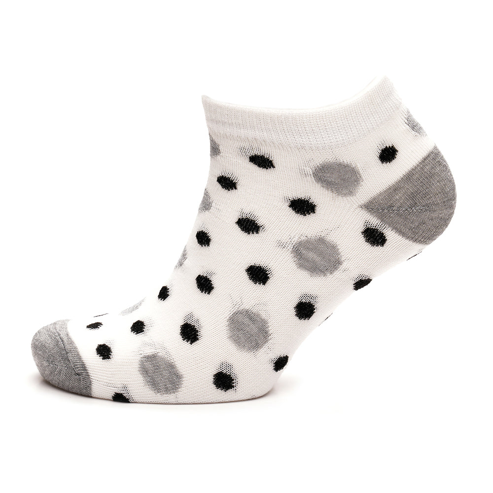 Ladies stripe and polka dot trainer socks 3 pack low cut ankle socks